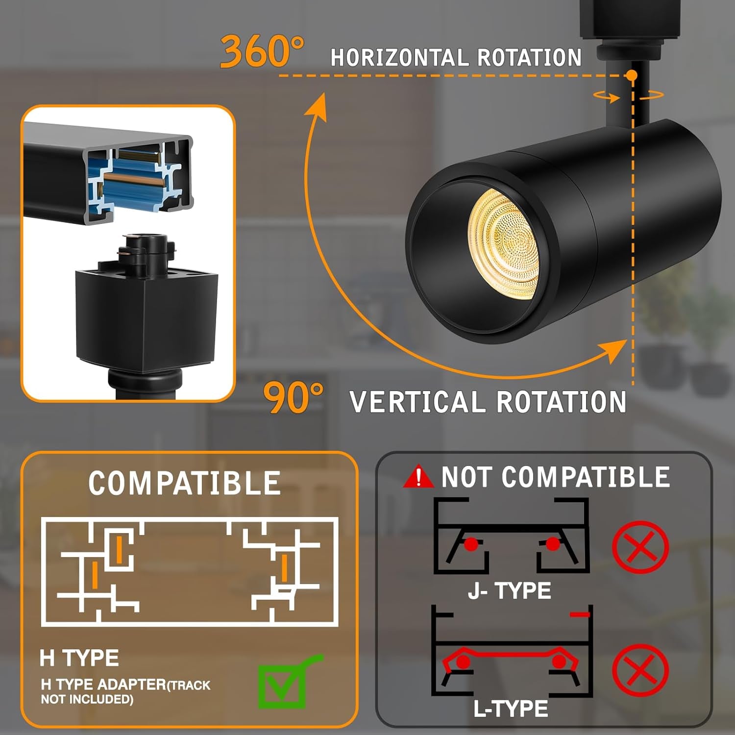 【2024 Upgraded】9-Cct 12W Zoomable LED Track Light Heads Dimmable with Remote H Track Lighting Bright Ceiling Spotlights 2700K/3000K/3500K/4000K/5000K/6000K,15°/18°/25°/38°/60° 1100Lm Black 8 Pack