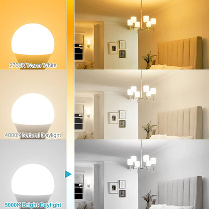 Hansang E12 LED Bulb, Daylight 5000K, 60 Watt Equivalent Ceiling Fan Light Bulbs, E12 Small Base Candelabra LED Light Bulbs, 600 Lumen CRI 85+ Eye Protection, Non-Dimmable 120V (85-265V Range) 6 Pack