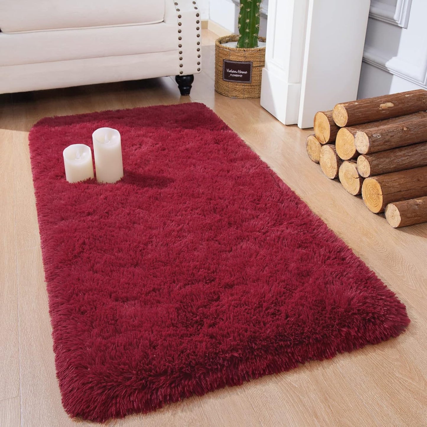 Chicrug Soft Runner Rugs for Bedroom Living Room Plush Fluffy Rug 2X6 Feet, Shag Furry Area Rug Carpet Non Shedding for Nursery Children Kids Girls Room Home Decorative, Grey