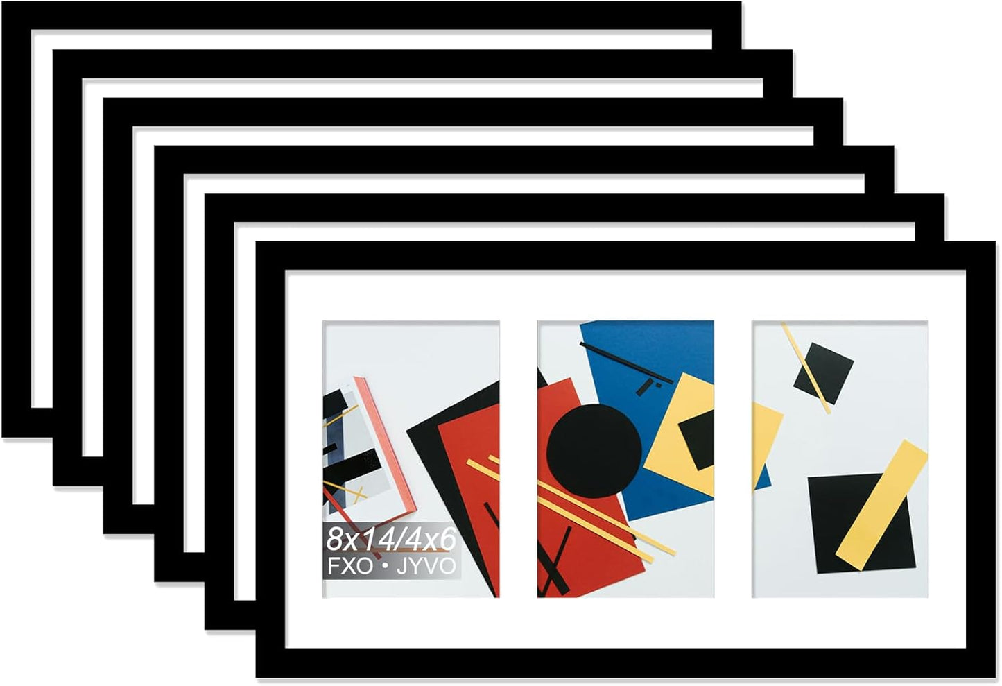 4X6 Picture Frame Collage, Display 6 4X6 Picture Collage or 13X13 Photo Only without Mat, Light Weight and High Transparent Frame for Wall - 1 Pack/Black/6-Openings