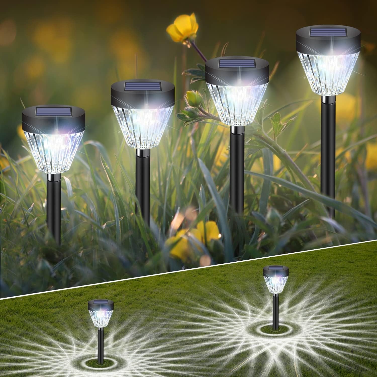 Solar Pathway Lights Waterproof: 8Pack Solar Lights Outdoor Garden Lights Auto On/Off - Solar Lights for outside Landscape Lighting Decorative for Yard