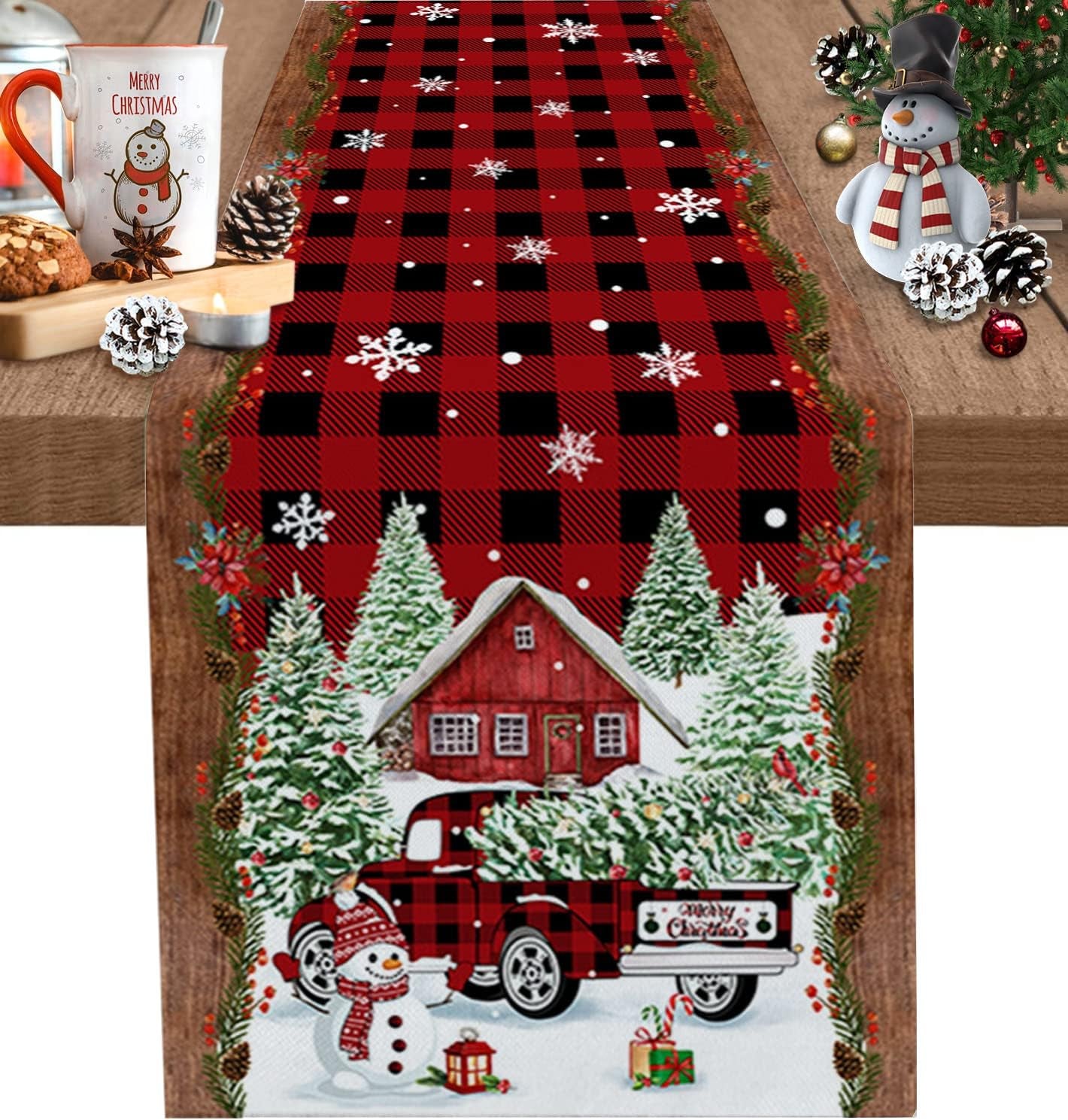Sunflower Placemats, Red Truck Placemats for Dining Table, Farmhouse Decor Floral Placemats Set of 6, Heat-Resistant Washable Place Mats, Kitchen Table Mats for Party Sunflower Kitchen Decor Placemats