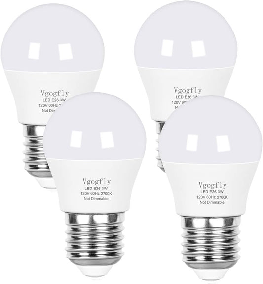 Vgogfly LED Bulb 3W 25 Watt Equivalent Light Bulbs Night Stand Bulb Table Lamp Bulb Warm White 2700K LED Energy Saving E26 Medium Screw Base for Home Light Bulb 4 Pack
