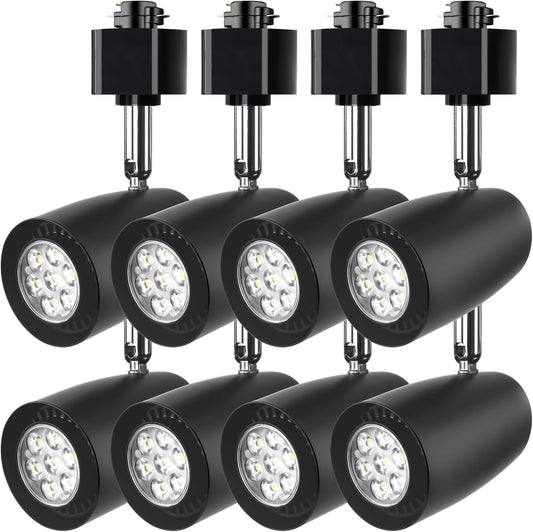 7W H Typetrack Lighting Heads, Dimmable Bright 5500K Cool White GU10 Base Adapter Track Lighting Fixtures Ceiling for Kitchen Task Wall Art Exhibition, 8 Pack