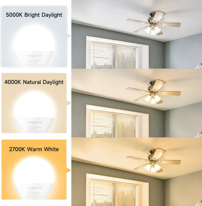 SHINESTAR 8-Pack Ceiling Fan Light Bulbs, Small Base, 120V 40W Equivalent, 5000K Daylight, E12 LED Candelabra Bulb, Non-Dimmable