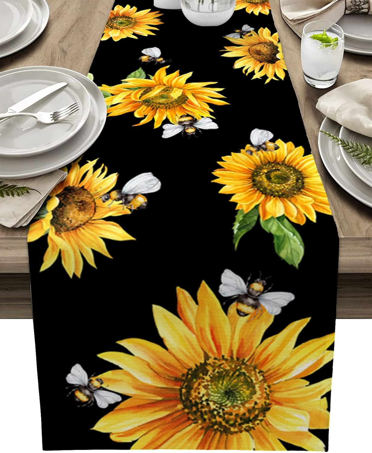 Sunflower Placemats, Red Truck Placemats for Dining Table, Farmhouse Decor Floral Placemats Set of 6, Heat-Resistant Washable Place Mats, Kitchen Table Mats for Party Sunflower Kitchen Decor Placemats