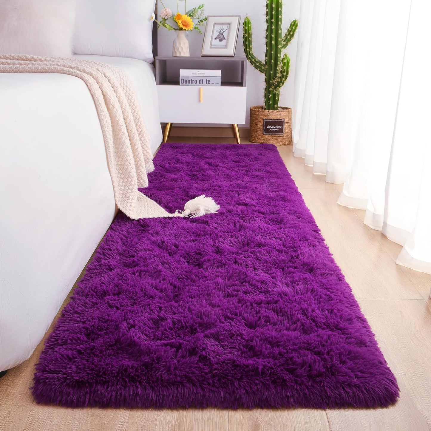 Chicrug Soft Runner Rugs for Bedroom Living Room Plush Fluffy Rug 2X6 Feet, Shag Furry Area Rug Carpet Non Shedding for Nursery Children Kids Girls Room Home Decorative, Grey