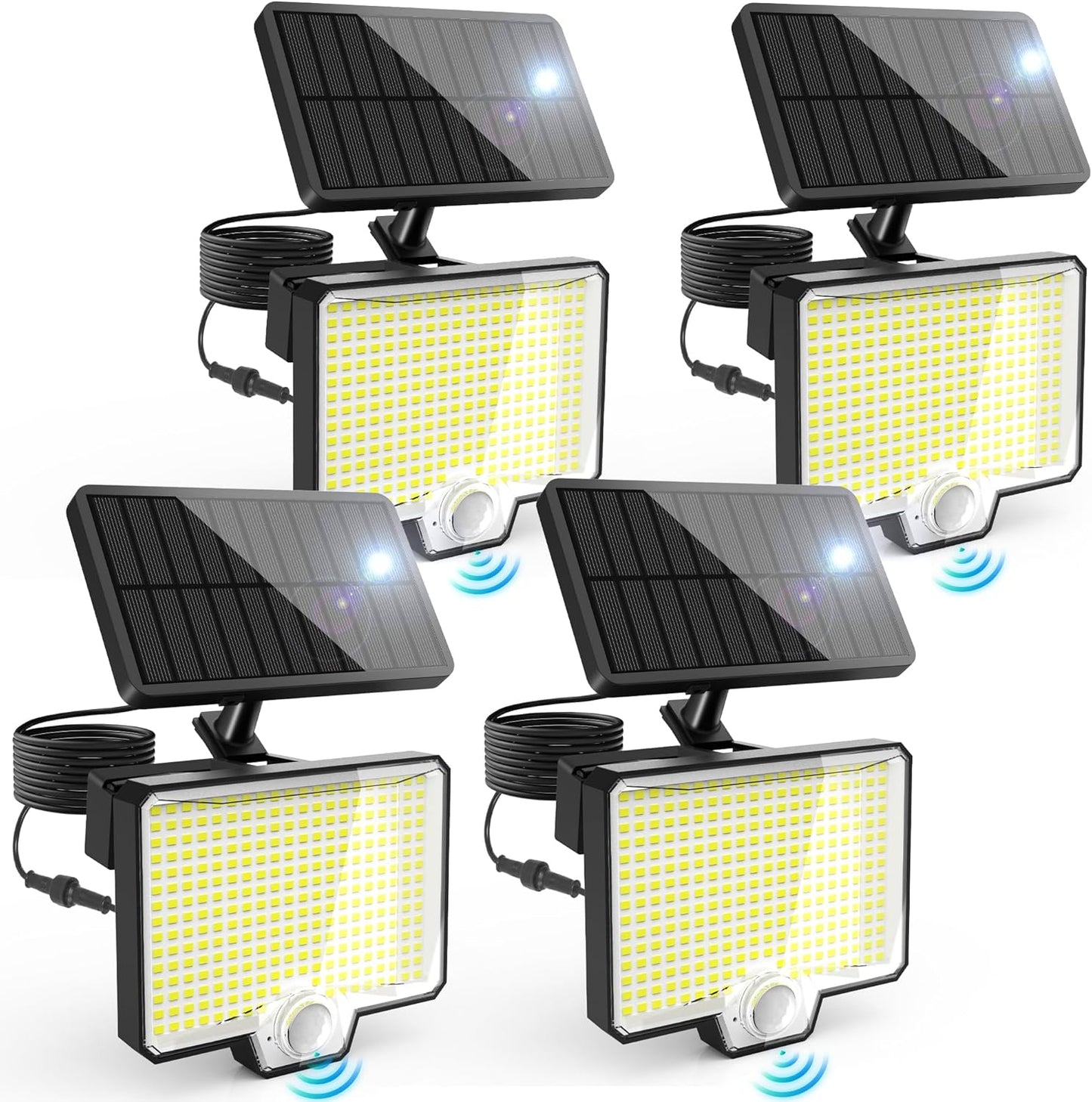 294 LED Split Solar Motion Sensor Outdoor Lights, 2600Lm Solar Flood Lights, IP67 Waterproof outside Solar Powered Security Spot Lights for Porch Patio Yard Garage Fence Garden, 2 Pack Black