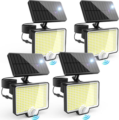 294 LED Split Solar Motion Sensor Outdoor Lights, 2600Lm Solar Flood Lights, IP67 Waterproof outside Solar Powered Security Spot Lights for Porch Patio Yard Garage Fence Garden, 2 Pack Black