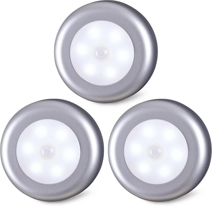 STAR-SPANGLED 3 Pack 2.8” Motion Sensor Lights Indoor AAA Battery Operated, Stick on LED Puck Light for Stairs, under Cabinet, Closet, Warm White
