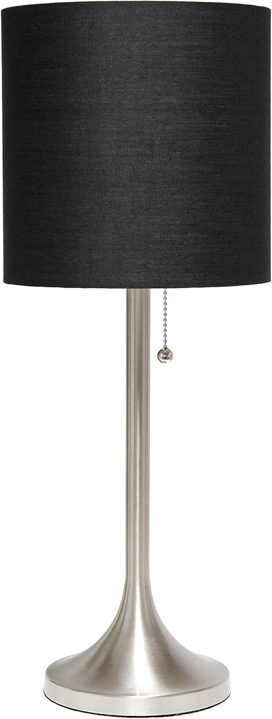 Simple Designs LT1076-BNB Tapered Fabric Drum Shade Table Lamp, Brushed Nickel and Black (Pack of 4)
