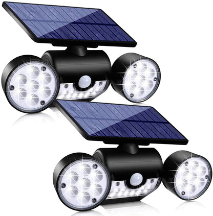 Solar Lights Outdoor, Motion Sensor Security Lights Solar Wall Lights with Dual Head Spotlights LED Waterproof 360° Adjustable Solar Motion Lights Outdoor for Garden Garage Patio, 1 Pack