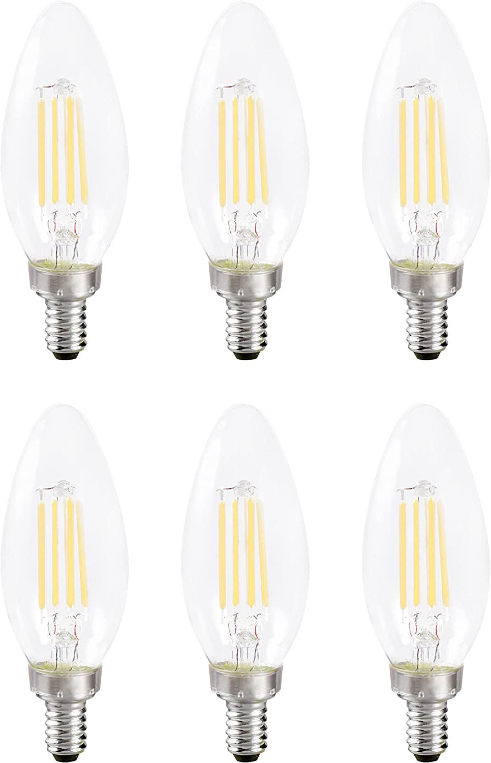 SYLVANIA ECO LED B10 Light Bulb, 40W=2.5W, 7 Year, 300 Lumens, Non-Dimmable, Clear, 2700K, Soft White - 6 Pack (40878)
