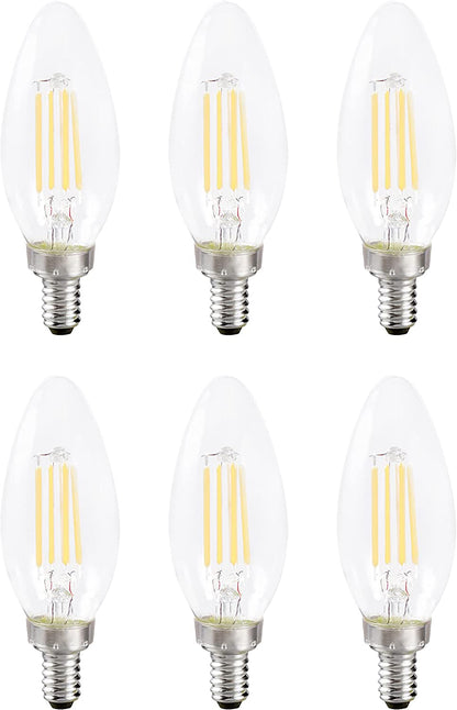 SYLVANIA ECO LED B10 Light Bulb, 40W=2.5W, 7 Year, 300 Lumens, Non-Dimmable, Clear, 2700K, Soft White - 6 Pack (40878)