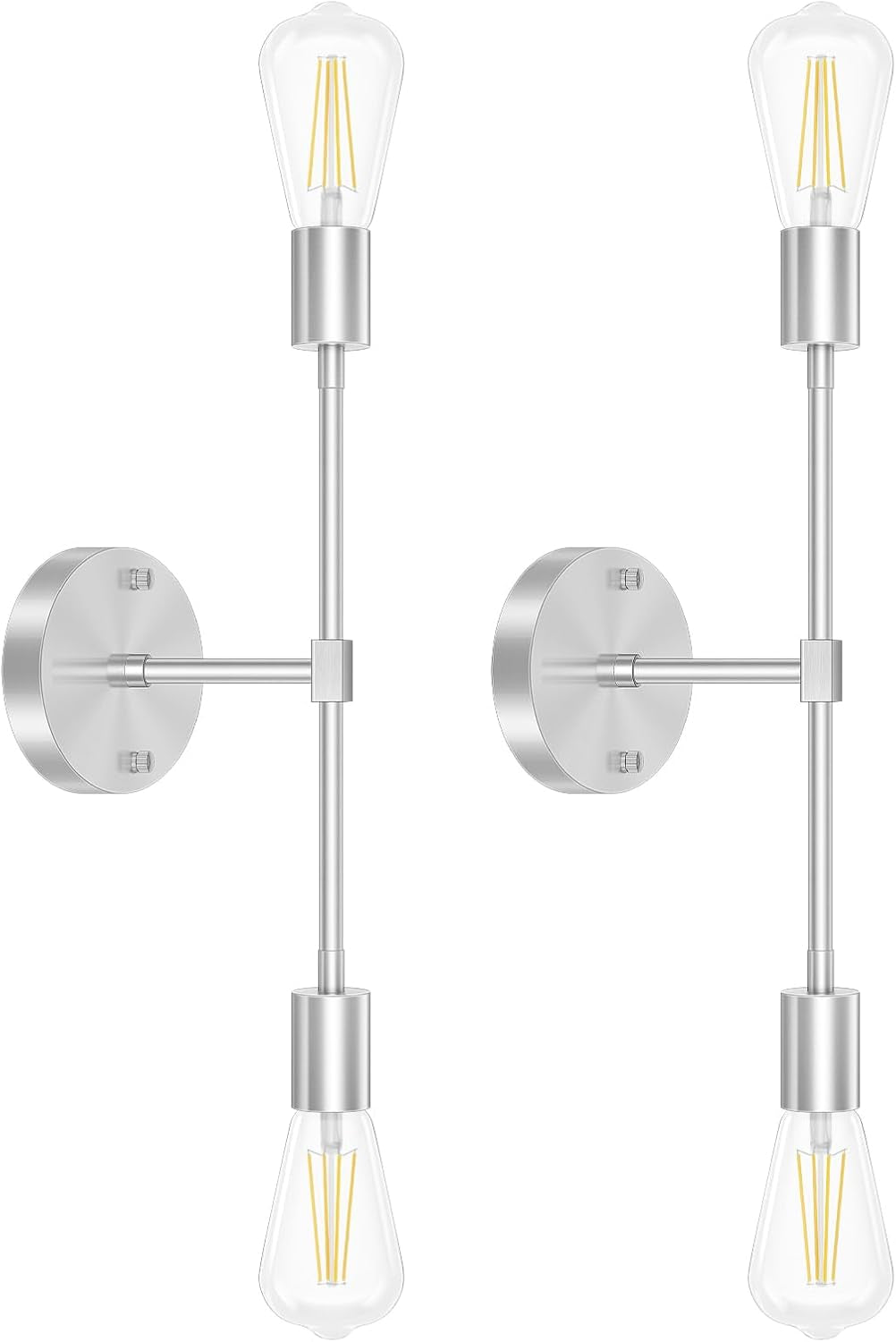 Fadimikoo 2-Light Brushed Nickel Vanity Lights for Bathroom, Silver Bathroom Lighting Fixtures over Mirror, Modern Indoor Wall Sconce Lighting for Bedroom Living Room Kitchen (1 Pack)