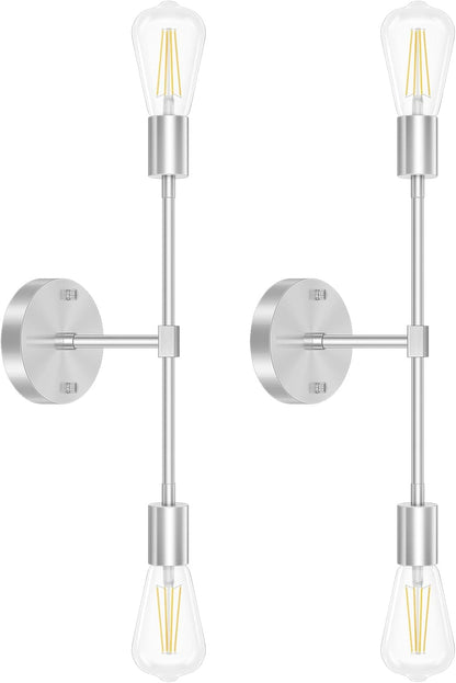 Fadimikoo 2-Light Brushed Nickel Vanity Lights for Bathroom, Silver Bathroom Lighting Fixtures over Mirror, Modern Indoor Wall Sconce Lighting for Bedroom Living Room Kitchen (1 Pack)