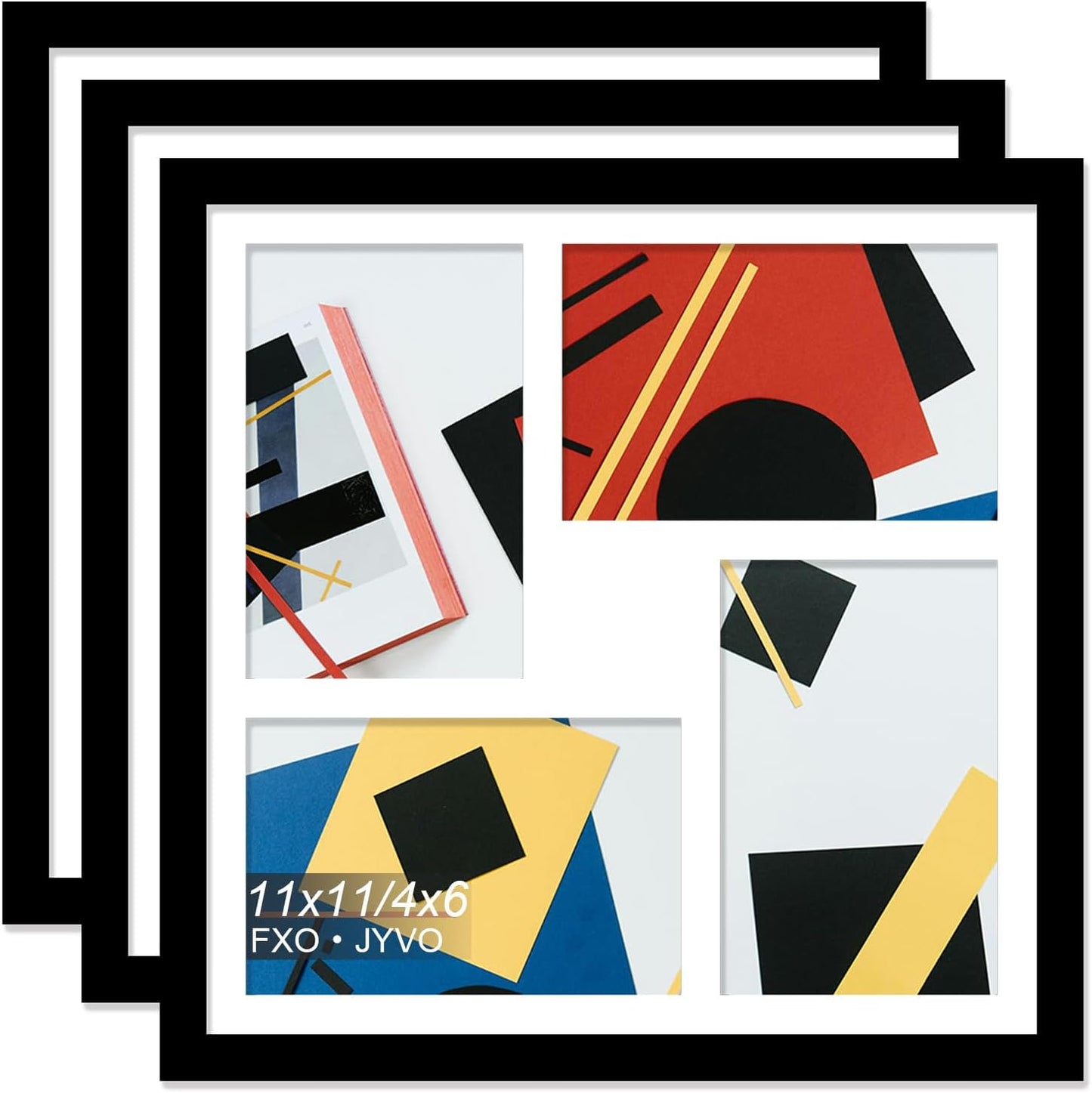 4X6 Picture Frame Collage, Display 6 4X6 Picture Collage or 13X13 Photo Only without Mat, Light Weight and High Transparent Frame for Wall - 1 Pack/Black/6-Openings