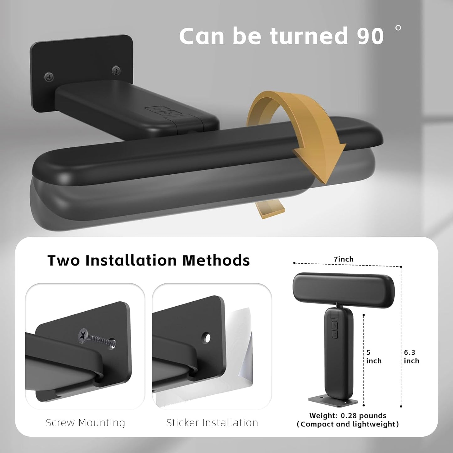 Picture Lights Battery Operated with Remote, Rechargeable Picture Lights for Wall, 3Cct&Brightness Dimmable,300 LM, Sticker/Screw Installation, Art Light for Gallery, Artwork-Black