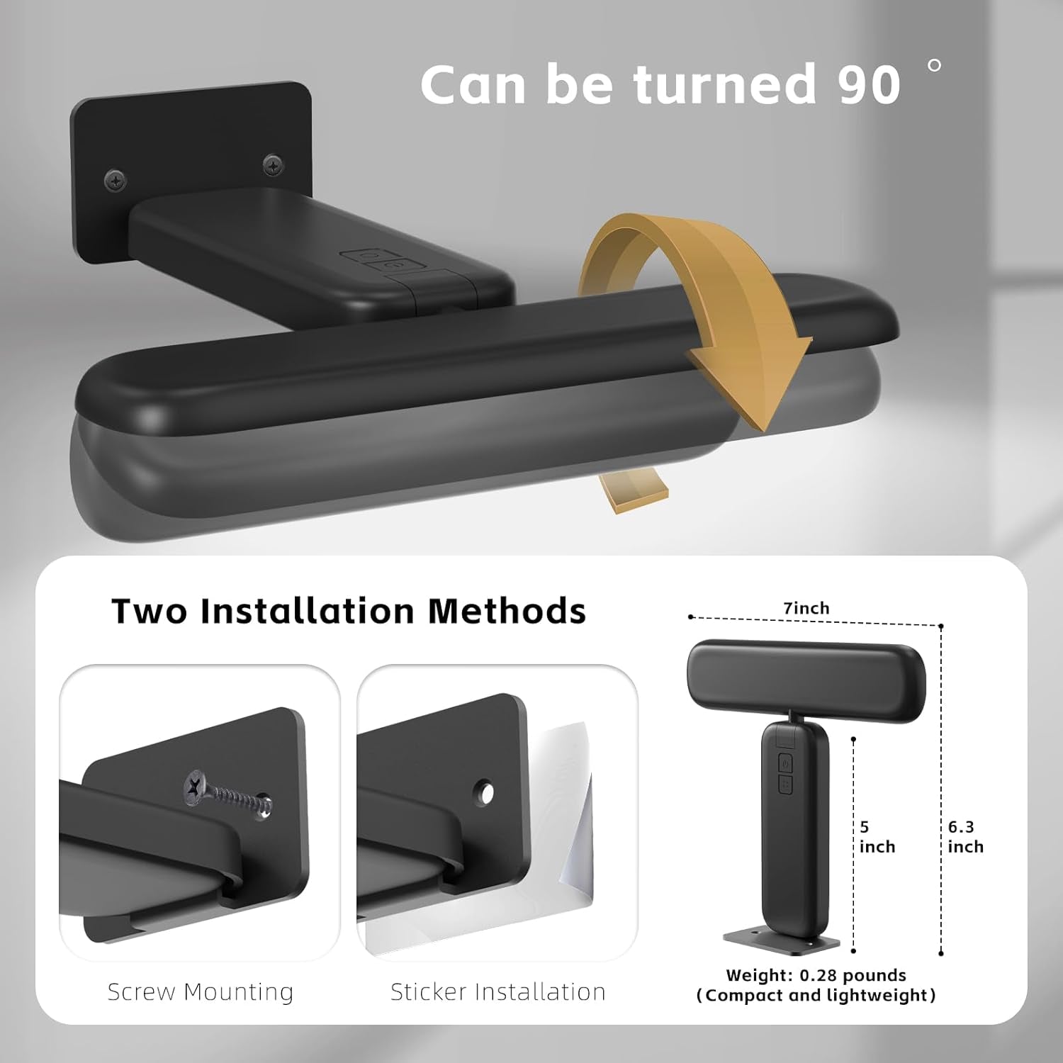 Picture Lights Battery Operated with Remote, Rechargeable Picture Lights for Wall, 3Cct&Brightness Dimmable,300 LM, Sticker/Screw Installation, Art Light for Gallery, Artwork-Black