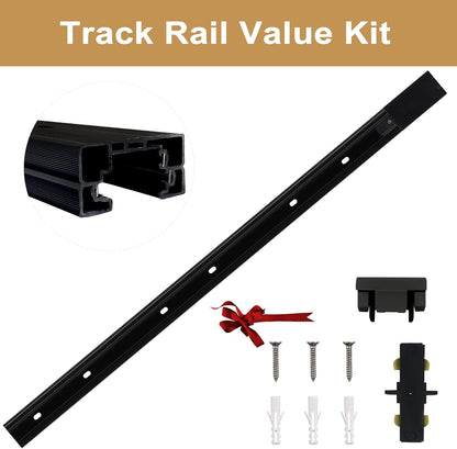 H Type Track Lighting Rail for Track Lighting System 3.28FT Single Circuit 3-Wire-1 H Track Rail with Extra I Connector and End Caps Value Set