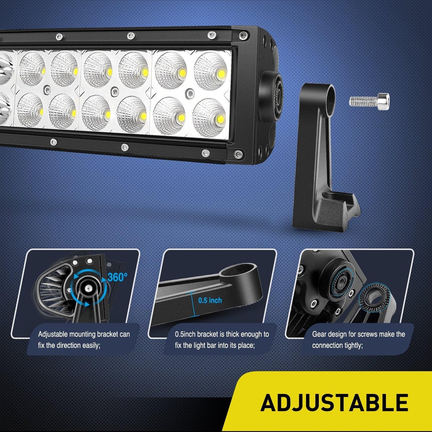 Nilight - 70016C-A 32" 180W Curved Spot Flood Combo High Power LED Driving Lamp LED Light Bar off Road Fog Driving Work Light for SUV Boat Jeep Lamp,2 Years Warranty