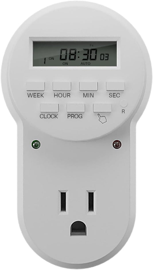 MARS HYDRO 7 Day Programmable Digital Outlet Timer for Grow Light, 20 On/Off UL Listed Heavy Duty Plug-In Outlet Timer with Countdown Setting for Grow Tent Kit, Inline Fan, Clip on Fan.