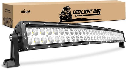 Nilight - 70016C-A 32" 180W Curved Spot Flood Combo High Power LED Driving Lamp LED Light Bar off Road Fog Driving Work Light for SUV Boat Jeep Lamp,2 Years Warranty