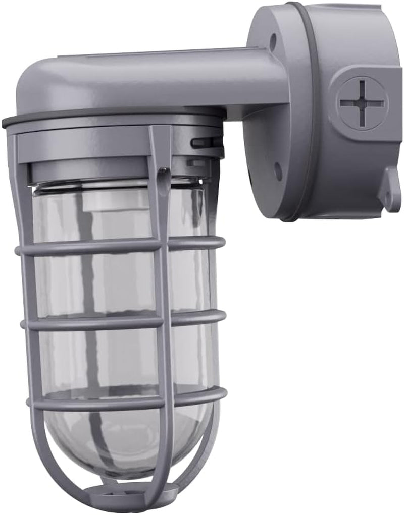Lithonia Lighting VW150I M12 Incandescent Utility Vapor Tight Wall Lamp, Industrial Style Wall Light for Indoor and Outdoor Use, 150W, 120V, Includes Junction Box, Grey