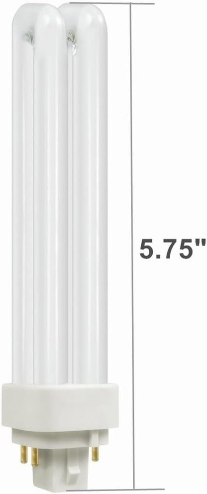 SATZOL 2700K G24Q-2 PLC-18W 827 4 Pin Base Compact Fluorescent Light Bulb, Replacement for Sylvania 20683 and Philips 38329-9 - PL-C 18W/827/4P/ALTO, GE97594 and Satco S6734 (Warm White 2700K)