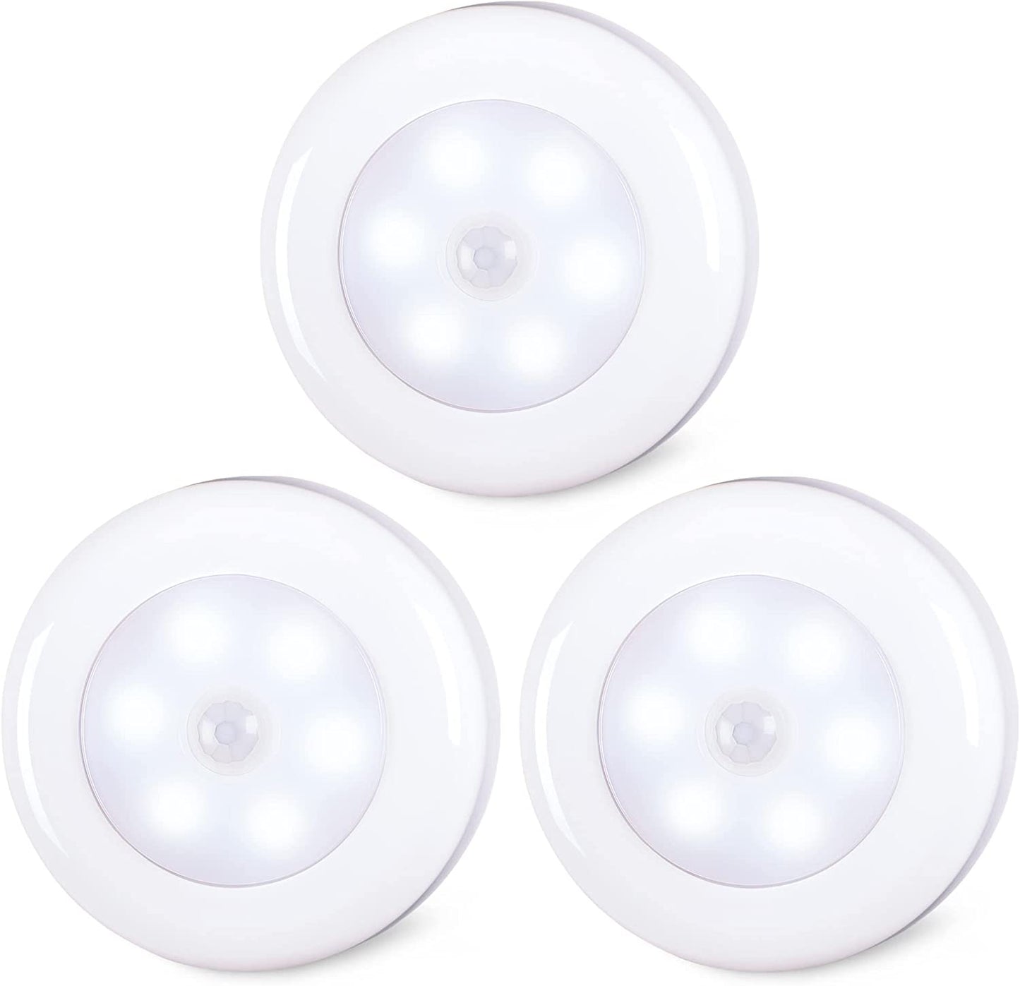 STAR-SPANGLED 3 Pack 2.8” Motion Sensor Lights Indoor AAA Battery Operated, Stick on LED Puck Light for Stairs, under Cabinet, Closet, Warm White