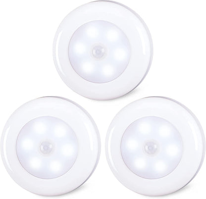 STAR-SPANGLED 3 Pack 2.8” Motion Sensor Lights Indoor AAA Battery Operated, Stick on LED Puck Light for Stairs, under Cabinet, Closet, Warm White