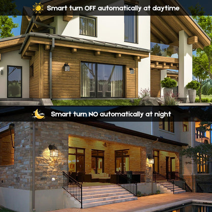 Brightever 2-Pack Dusk to Dawn Outdoor Wall Lantern, Exterior Light Fixtures Wall Mount with Photocell Sensor, Black Wall Light Waterproof, Waterfall Glass outside Wall Sconce for Porch House Garage