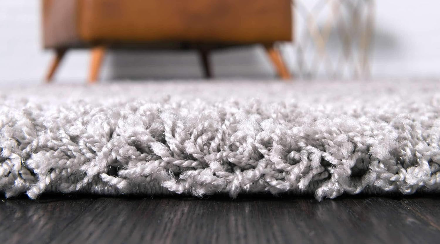 Unique Loom Solid Shag Collection Area Rug (8' X 11' Rectangle Cloud Gray)