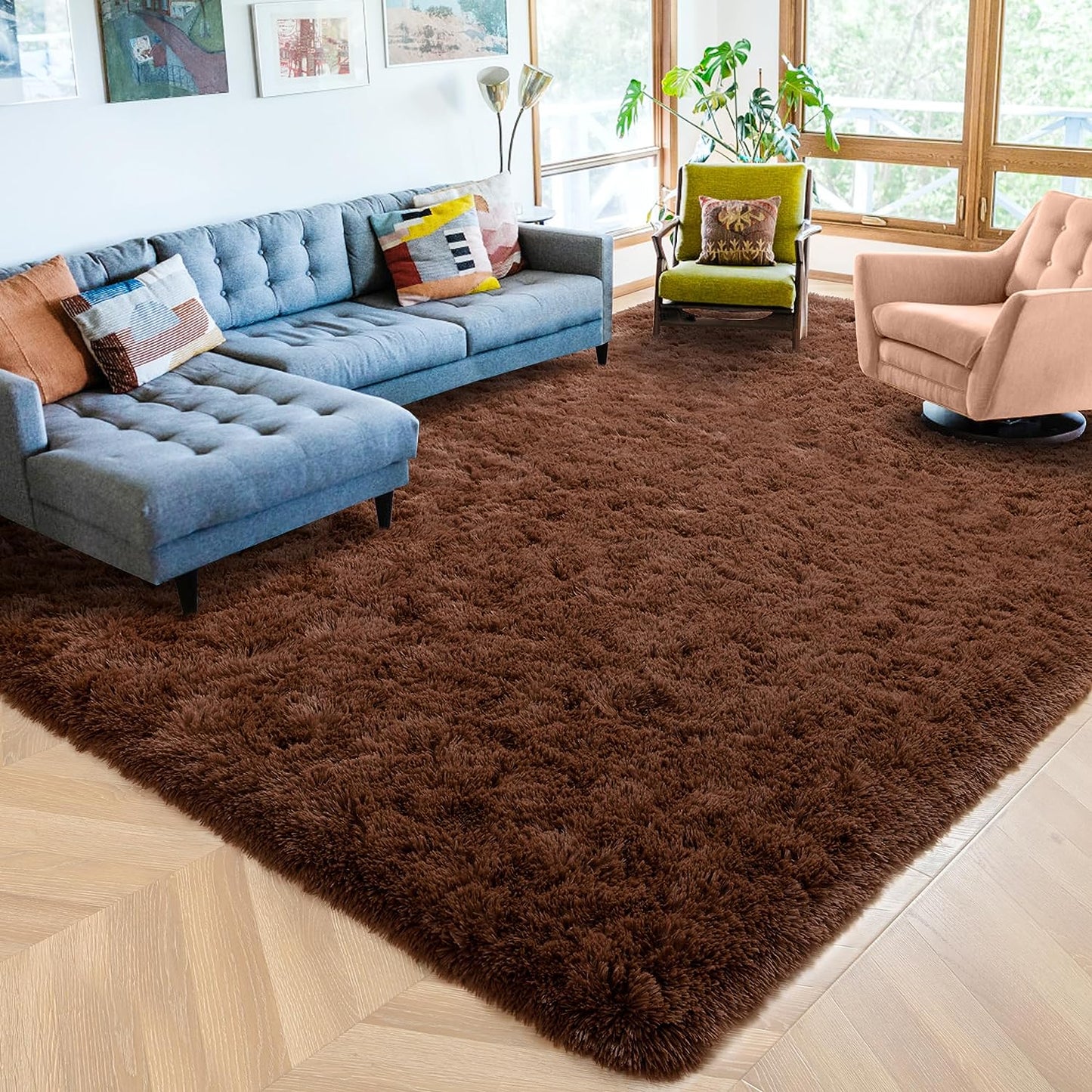 ISEAU Black Rug Super Soft Shaggy 4X6 Feet Rugs for Bedroom, Fluffy Area Rug for Living Room Floor Rug, Fuzzy and Comfy Carpet Nursery Shag Rug for Kids Boys Room Decor
