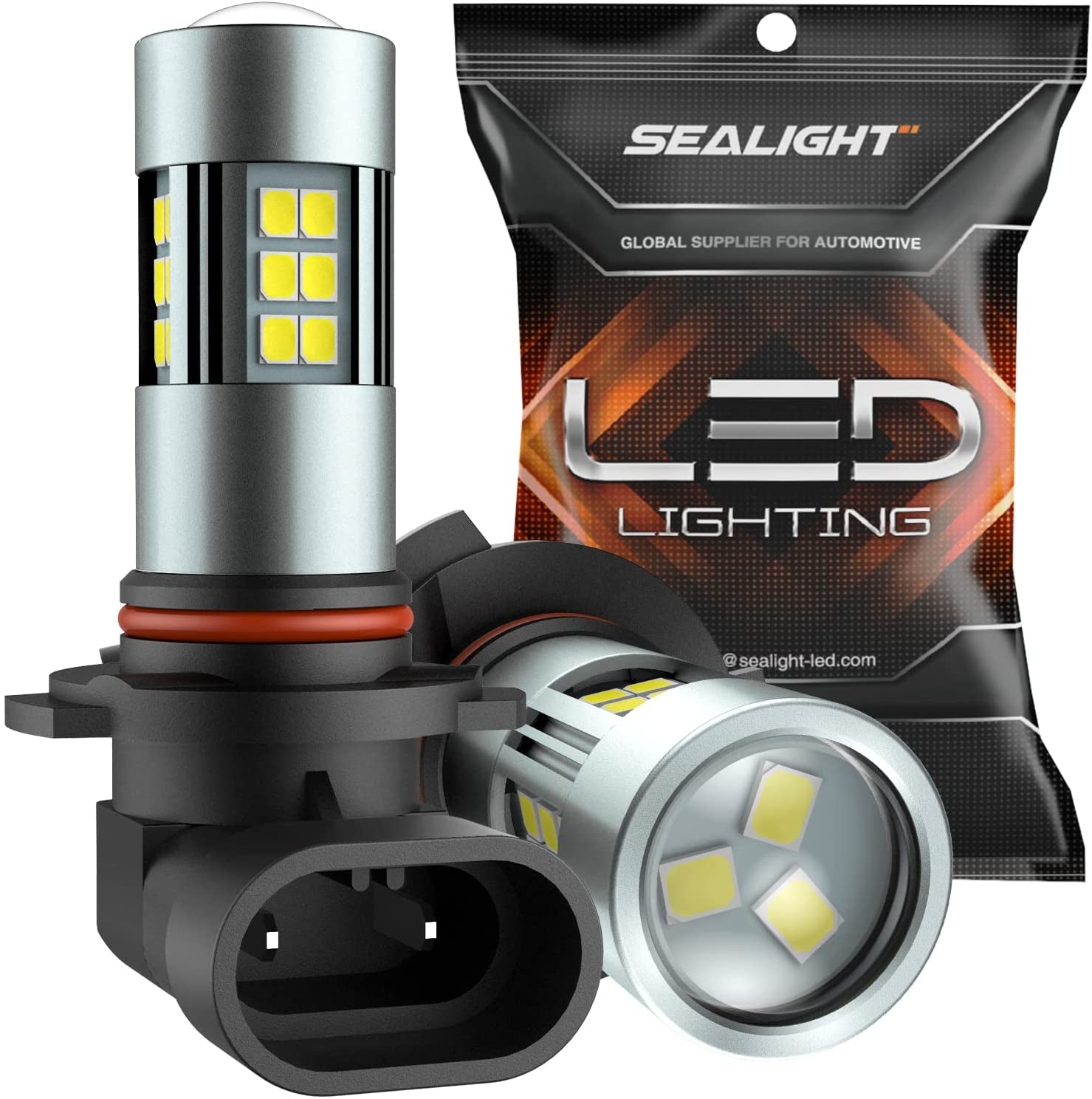 SEALIGHT H10/9145/9140 LED Fog Light Bulbs, 6000K Xenon White, 27 SMD Chips, 360-Degree Illumination, Non-Polarity, Pack of 2