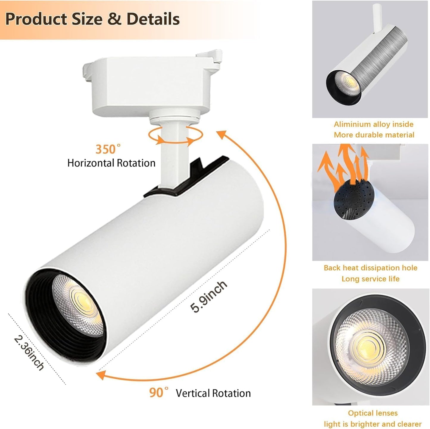 Ultra-Bright H Type Track Lighting Kit with 13.1 FT Track Rails, 12 Heads 3000K Warm White 20W 2400Lm, Dimmable Plug in LED Track Lights Modern Indoor Spotlight Fixture