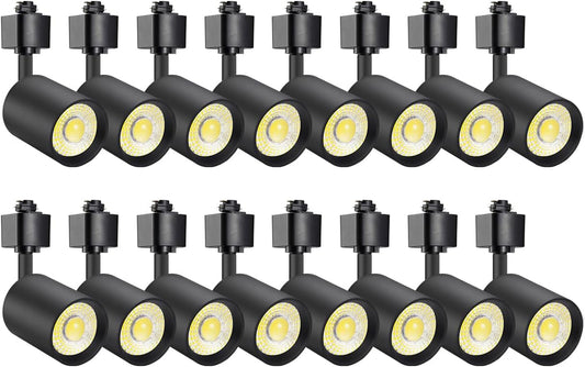 Vanoopee 16-Pack 10W Dimmable LED Track Lighting Heads H Type Track Light Replacement Fixtures Bright 4000K Neutral White Ceiling Spotlight for Accent Task Art, Flicker Free CRI90+ 24° 800Lm Black