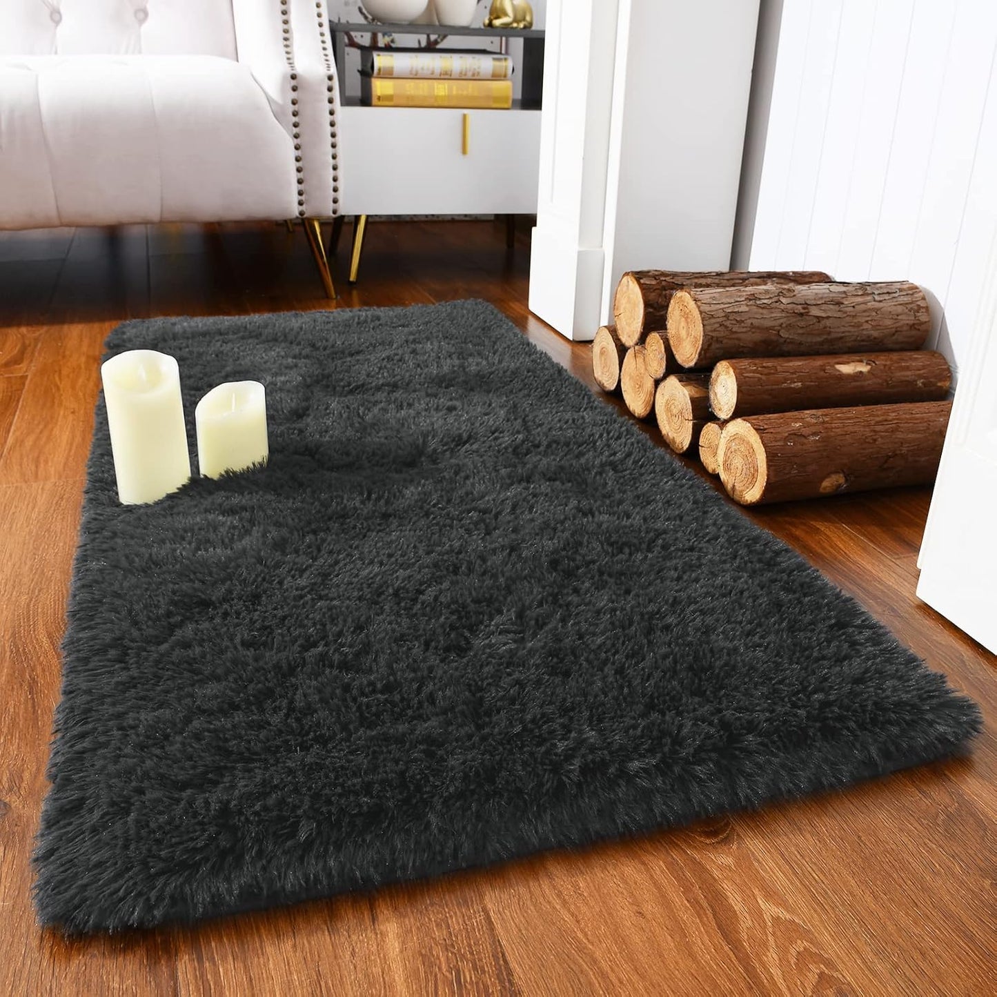 Chicrug Soft Runner Rugs for Bedroom Living Room Plush Fluffy Rug 2X6 Feet, Shag Furry Area Rug Carpet Non Shedding for Nursery Children Kids Girls Room Home Decorative, Grey