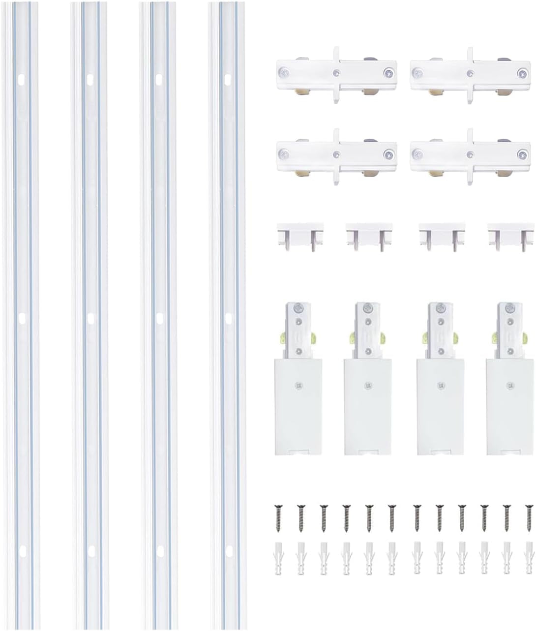 H Type Track Lighting Rails 2PCS 120V Single Circuit 3-Wire H Track Rail 6.5FT (3.28 * 2FT) with Extra 1 I Connector and Wall Anchors, Made of Aluminum and Strength Guarantee (White)
