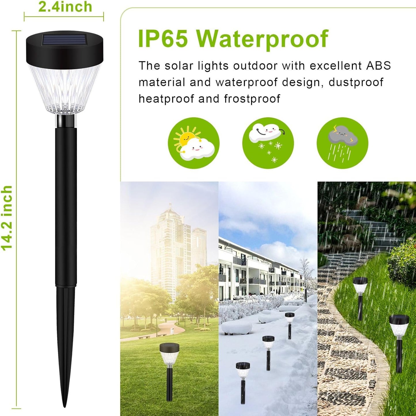 Solar Pathway Lights Waterproof: 8Pack Solar Lights Outdoor Garden Lights Auto On/Off - Solar Lights for outside Landscape Lighting Decorative for Yard