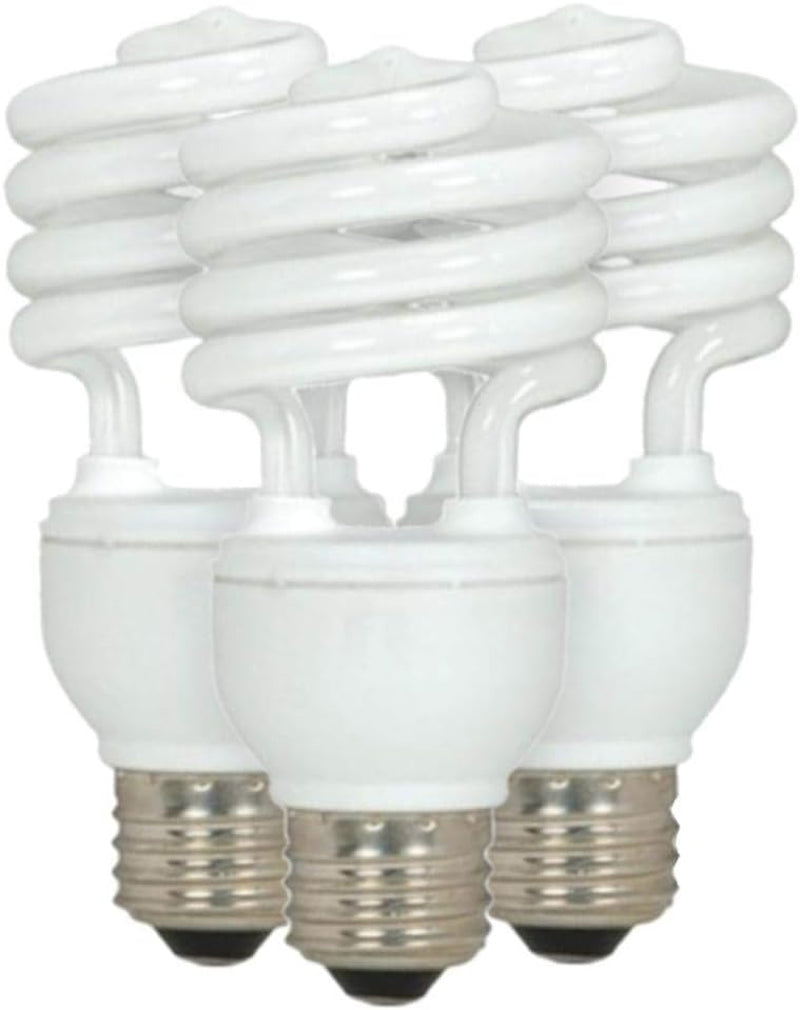Satco S6271 18W T2 Ultra Mini Spiral Compact Fluorescent (CFL) Light Bulb, 18T2, White, 3 Count