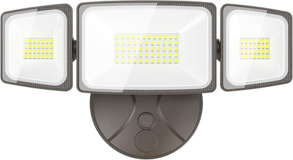 Onforu 60W Flood Lights Outdoor, 6000LM Brightness Security Lights Switch Controlled, 3 Adjustable Heads, IP65 Waterproof, 6500K Wall Mount Exterior LED Flood Light