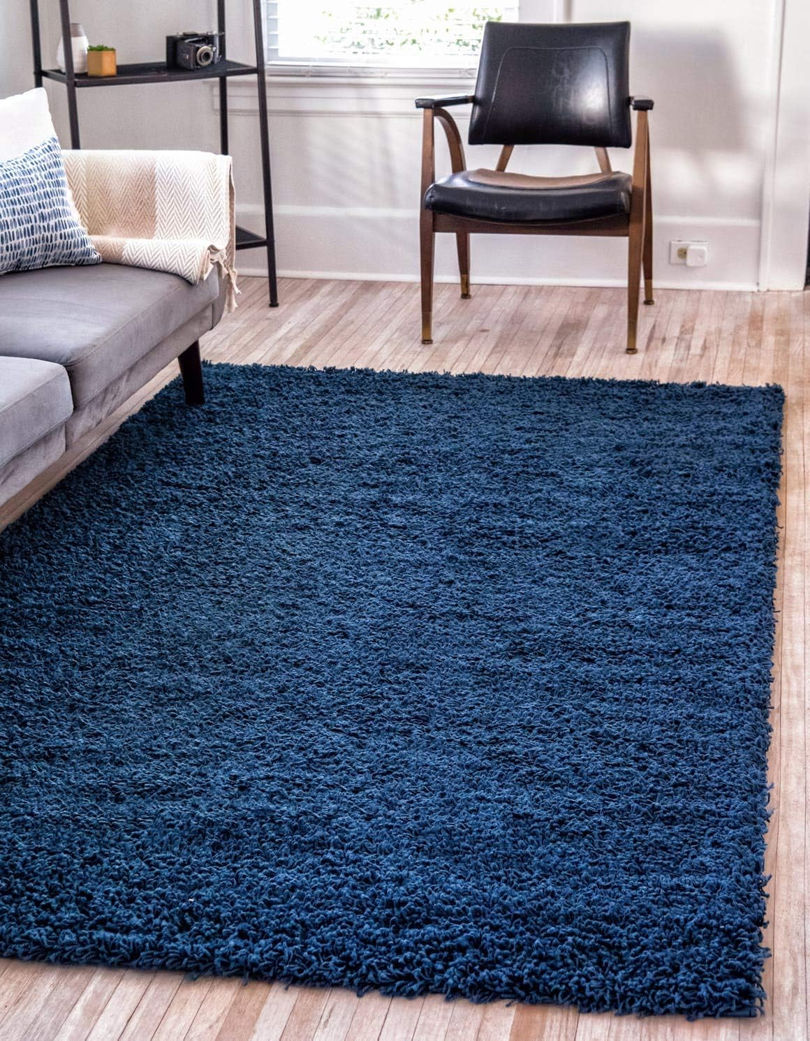 Unique Loom Solid Shag Collection Area Rug (8' X 11' Rectangle Cloud Gray)