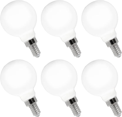 FLSNT G16.5 Dimmable LED Candelabra Bulbs 60W Equivalent, LED E12 Chandelier Light Bulbs, 550LM, CRI90, 5.5W, AC 120V, 6 Pack, 2700K Soft White