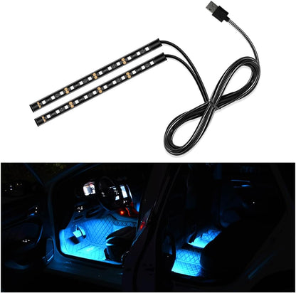 Car LED Strip Light, 24 LED Auto Interior under Dash Atmosphere Lights with USB Port, Vehicle Decor Lamp Ambient Night Light Strip Lighting Kit, Universal Car Accessories (White)