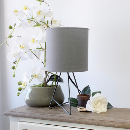 Simple Designs LT2066-GDW-LB 14" down to the Wire Table Lamp for Bedroom, Living Room, Entryway, Office, Gold with White Shade, with Feit LED Bulb Included