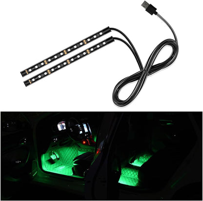 Car LED Strip Light, 24 LED Auto Interior under Dash Atmosphere Lights with USB Port, Vehicle Decor Lamp Ambient Night Light Strip Lighting Kit, Universal Car Accessories (White)