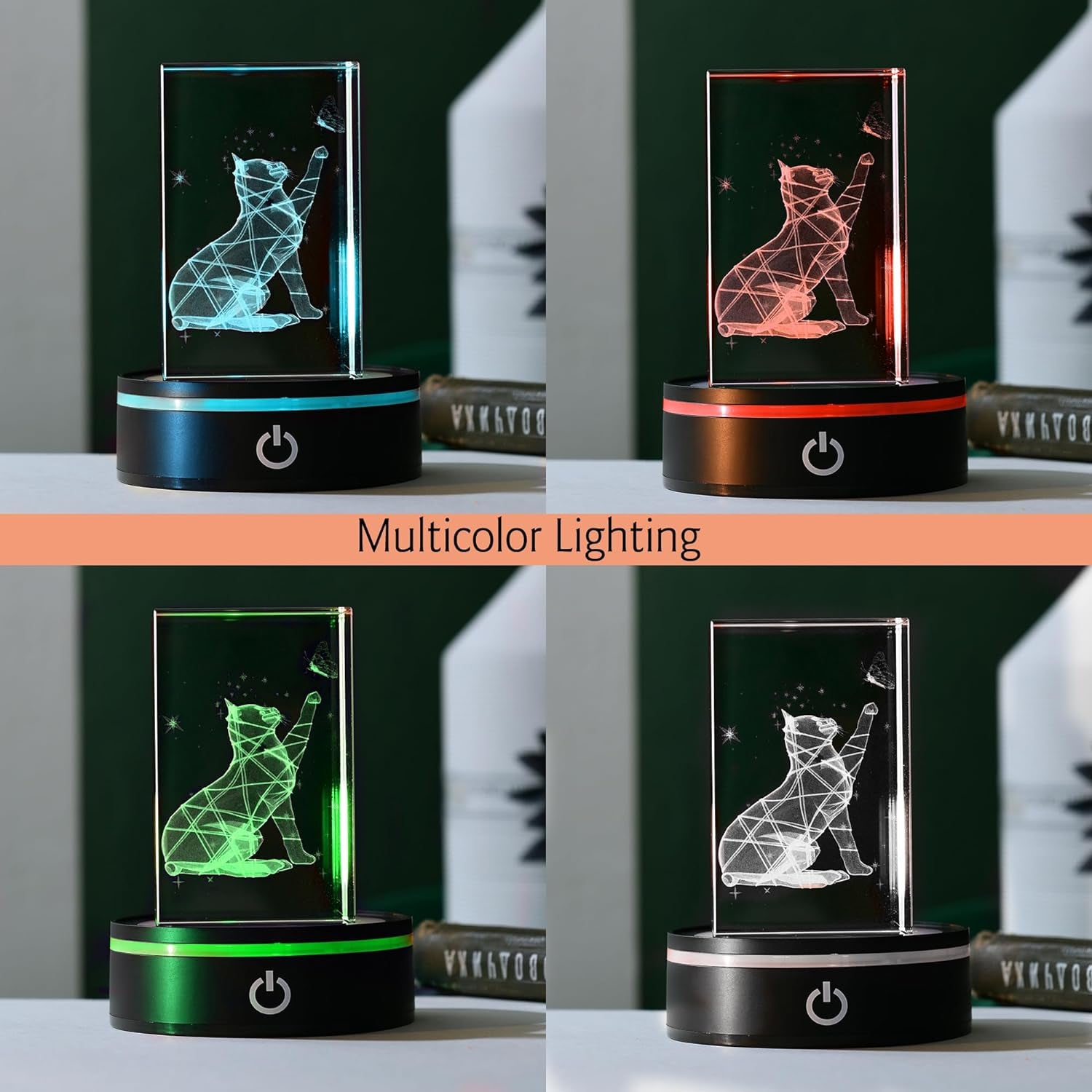 IFOLAINA LED Light Base Lighted Display Stand for Crystal 3D Photo Glass Art Tumbler RGB Multicolor Lighting round Black Pedestal - Flat