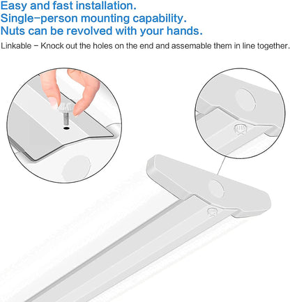 ANTLUX 110W 8FT LED Wraparound Ultra Slim Strip Lights, 12600LM, 5000K, 8 Foot LED Garage Shop Lights, Flush Mount Warehouse Office Ceiling Lighting Fixture, Fluorescent Tube Replacement, 2 Pack