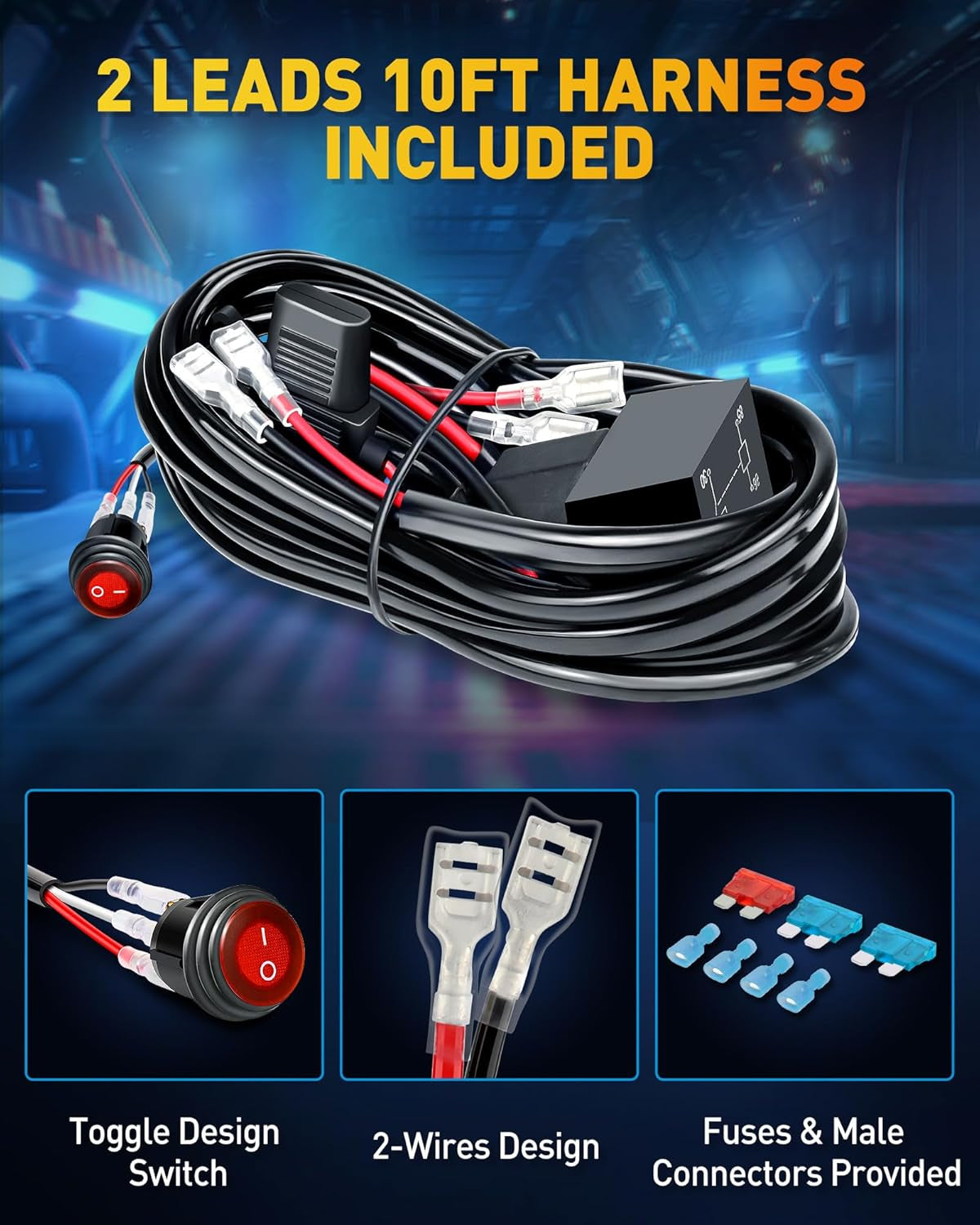 NAOEVO 7 Inch LED Light Bar, 240W 24,000LM Offroad Fog/Driving Lights LED Pods with 2 Leads Wiring Harness Kit, Spot Flood Combo Beam, LED Work Lights for Truck Boat UTV ATV, 2-Pack (White)